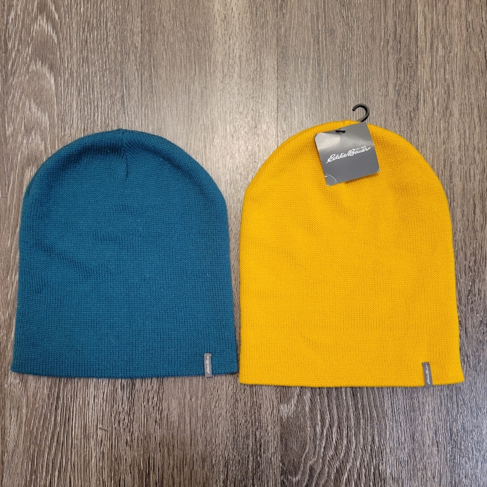 eddie bauer beanies | set of 2 (teal & yellow)